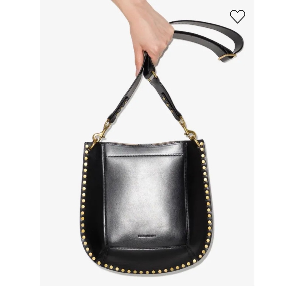 Isabel Marant Black Leather Crossbody Bag with Gold Studs